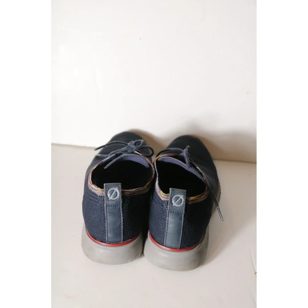 Cole Haan Zerogrand Stichlite Oxford Shoes Mens 10 Navy Blue Knit Red Accent